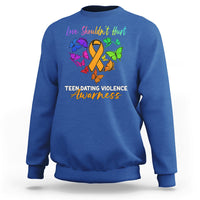 Love Shouldnot Hurt Teen Dating Violence Warrior Butterflies Sweatshirt - Wonder Print Shop