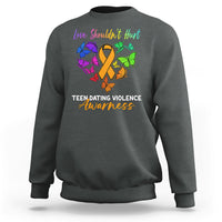 Love Shouldnot Hurt Teen Dating Violence Warrior Butterflies Sweatshirt - Wonder Print Shop