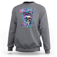 Anti Social Muscle Mommy Club Groovy Pump Cover Funny Messy Bun Skull Sweatshirt - Wonder Print Shop