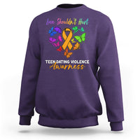 Love Shouldnot Hurt Teen Dating Violence Warrior Butterflies Sweatshirt - Wonder Print Shop
