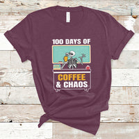 100 Days Of Coffee And Chaos 100th Day Teacher Skeleton T Shirt - Wonder Print Shop