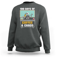 100 Days Of Coffee And Chaos 100th Day Teacher Skeleton Sweatshirt - Wonder Print Shop