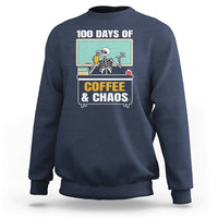 100 Days Of Coffee And Chaos 100th Day Teacher Skeleton Sweatshirt - Wonder Print Shop