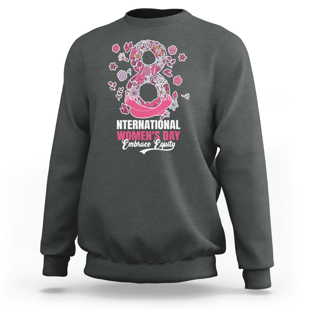 Women’s sweatshirt, dark gray with front International Women’s Day heart graphic