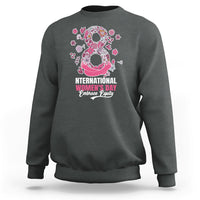 Women’s sweatshirt, dark gray with front International Women’s Day heart graphic