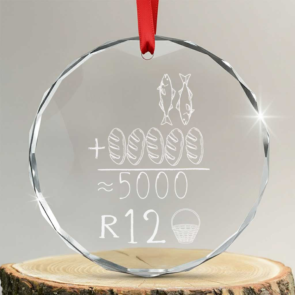 2 Fishes 5 Breads Jesus Feeds The 5000 Christian Bible Verses Crystal Glass Ornament - Wonder Print Shop