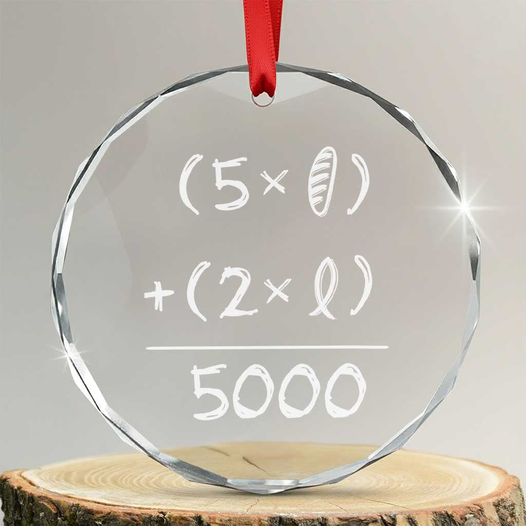 2 Fishes 5 Loaves Jesus Feeds The 5000 Christian Bible Verses Crystal Glass Ornament - Wonder Print Shop