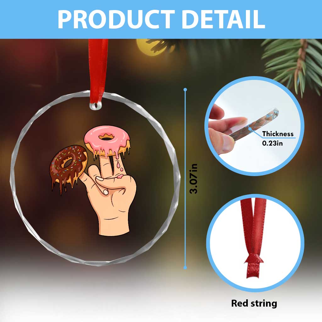 2 In The Pink 1 In The Stink Crystal Glass Ornament Funny Donut Adult Humor