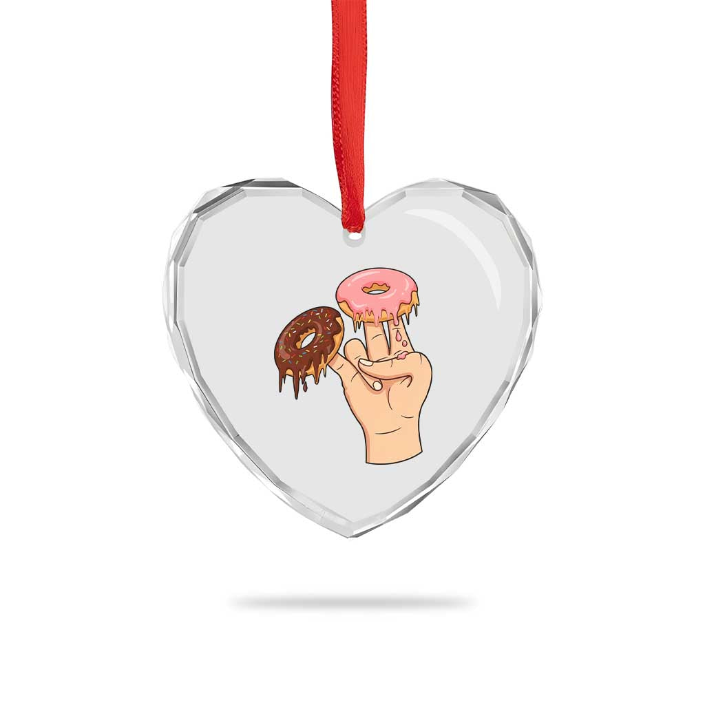 2 In The Pink 1 In The Stink Heart Crystal Glass Ornament Funny Donut Adult Humor