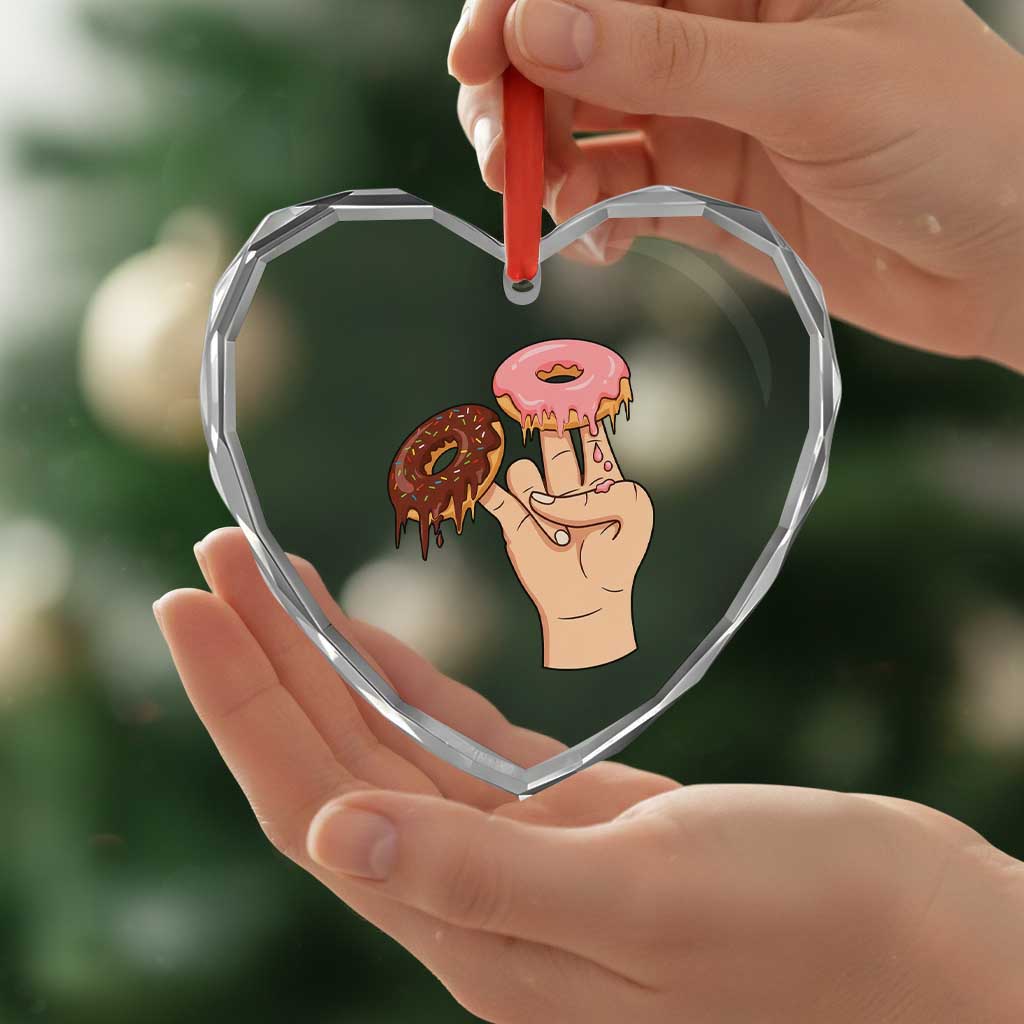 2 In The Pink 1 In The Stink Heart Crystal Glass Ornament Funny Donut Adult Humor