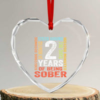 2 Years Of Being Sober Heart Crystal Glass Ornament 2 Years Sobriety Anniversary Addiction Recovery
