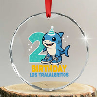 2 Years Old Birthday Brainrot Crystal Glass Ornament Funny Tralalero Tralala Los Tralaleritos Meme Shark