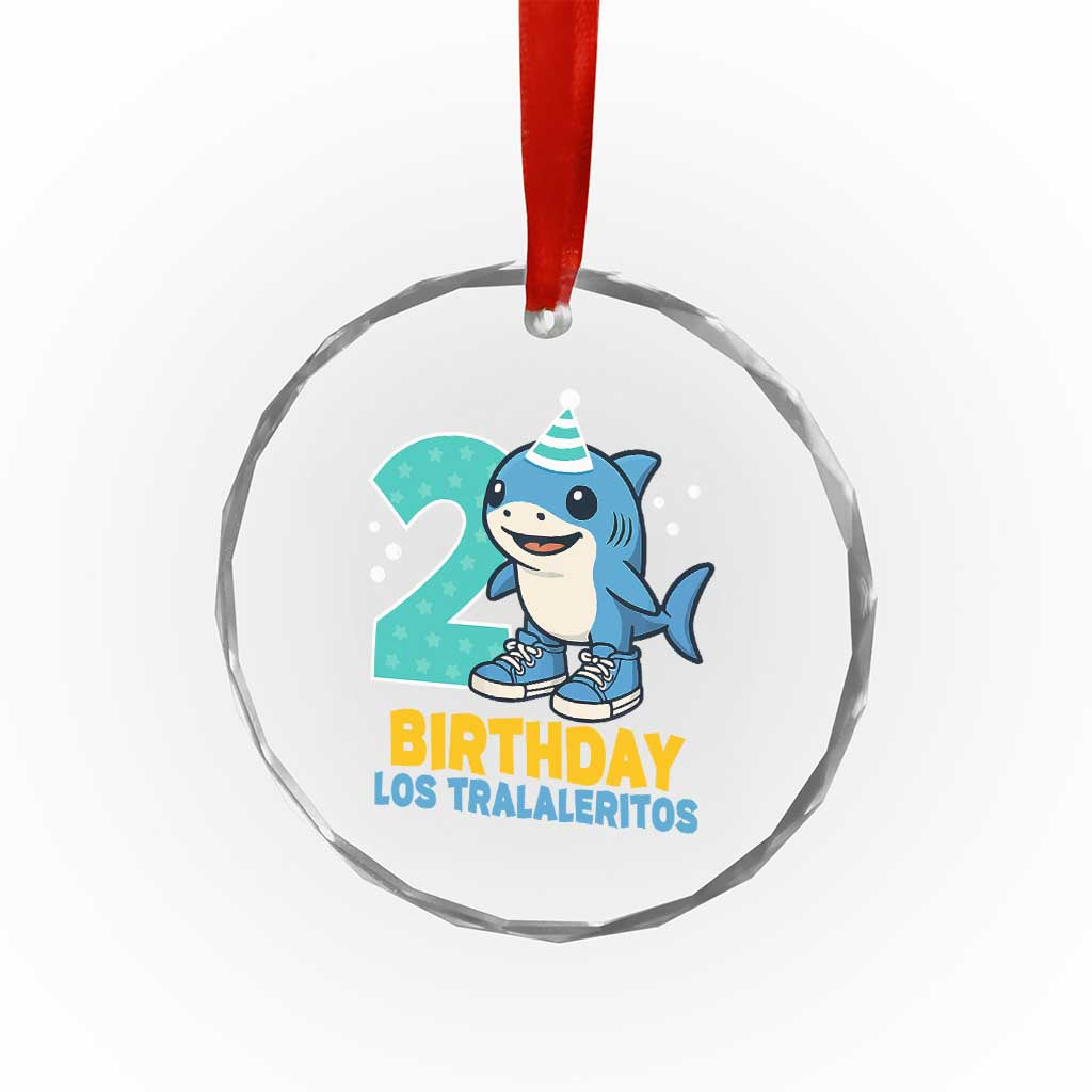2 Years Old Birthday Brainrot Crystal Glass Ornament Funny Tralalero Tralala Los Tralaleritos Meme Shark