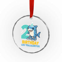 2 Years Old Birthday Brainrot Crystal Glass Ornament Funny Tralalero Tralala Los Tralaleritos Meme Shark