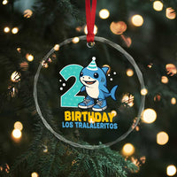 2 Years Old Birthday Brainrot Crystal Glass Ornament Funny Tralalero Tralala Los Tralaleritos Meme Shark