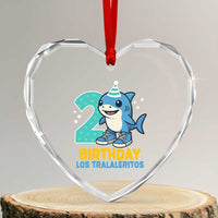 2 Years Old Birthday Brainrot Heart Crystal Glass Ornament Funny Tralalero Tralala Los Tralaleritos Meme Shark