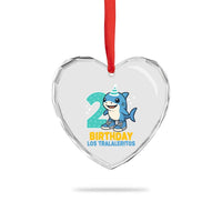 2 Years Old Birthday Brainrot Heart Crystal Glass Ornament Funny Tralalero Tralala Los Tralaleritos Meme Shark