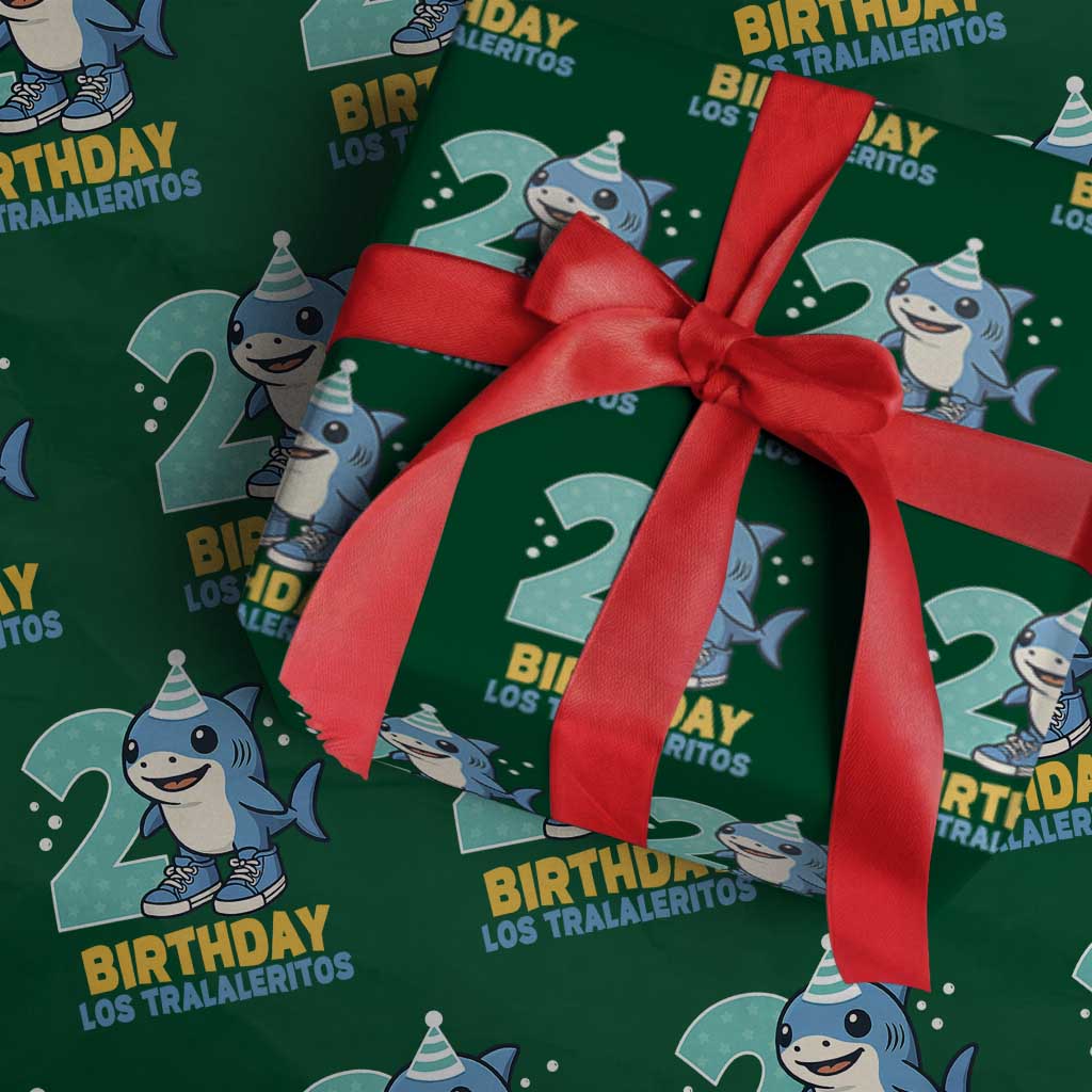 2 Years Old Birthday Brainrot Wrapping Paper Roll Funny Tralalero Tralala Los Tralaleritos Meme Shark