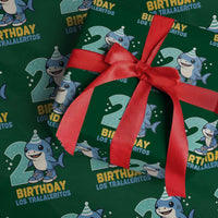 2 Years Old Birthday Brainrot Wrapping Paper Roll Funny Tralalero Tralala Los Tralaleritos Meme Shark