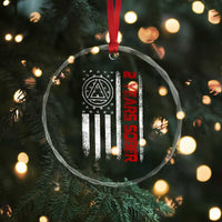 2 Years Sober Crystal Glass Ornament 2 Years Sobriety Anniversary Vintage American Flag