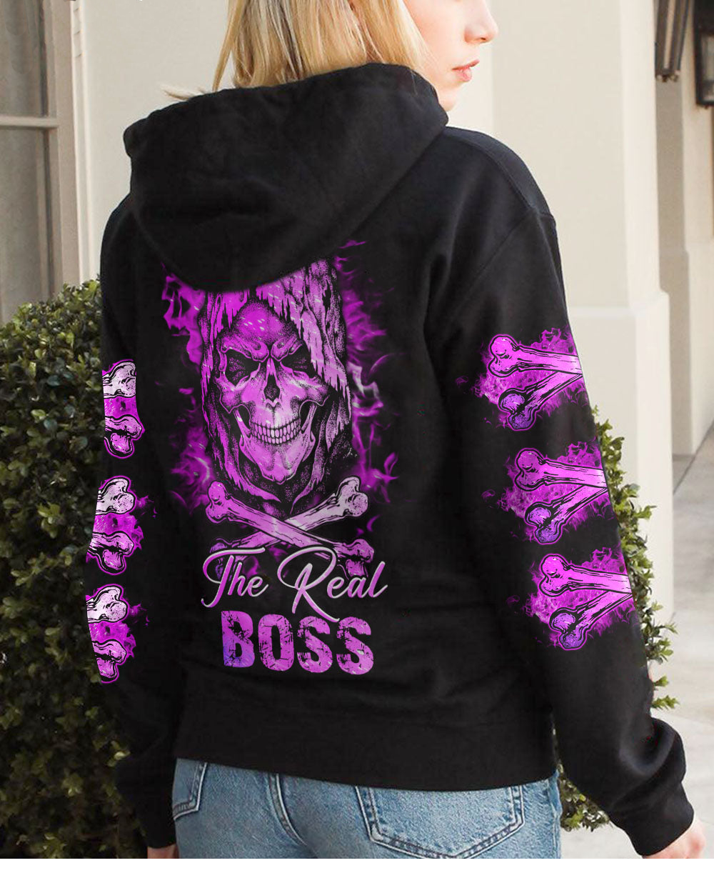 Valentine Outfit Skull The Real Boss Hoodie For Couple - Wonder Print Shop