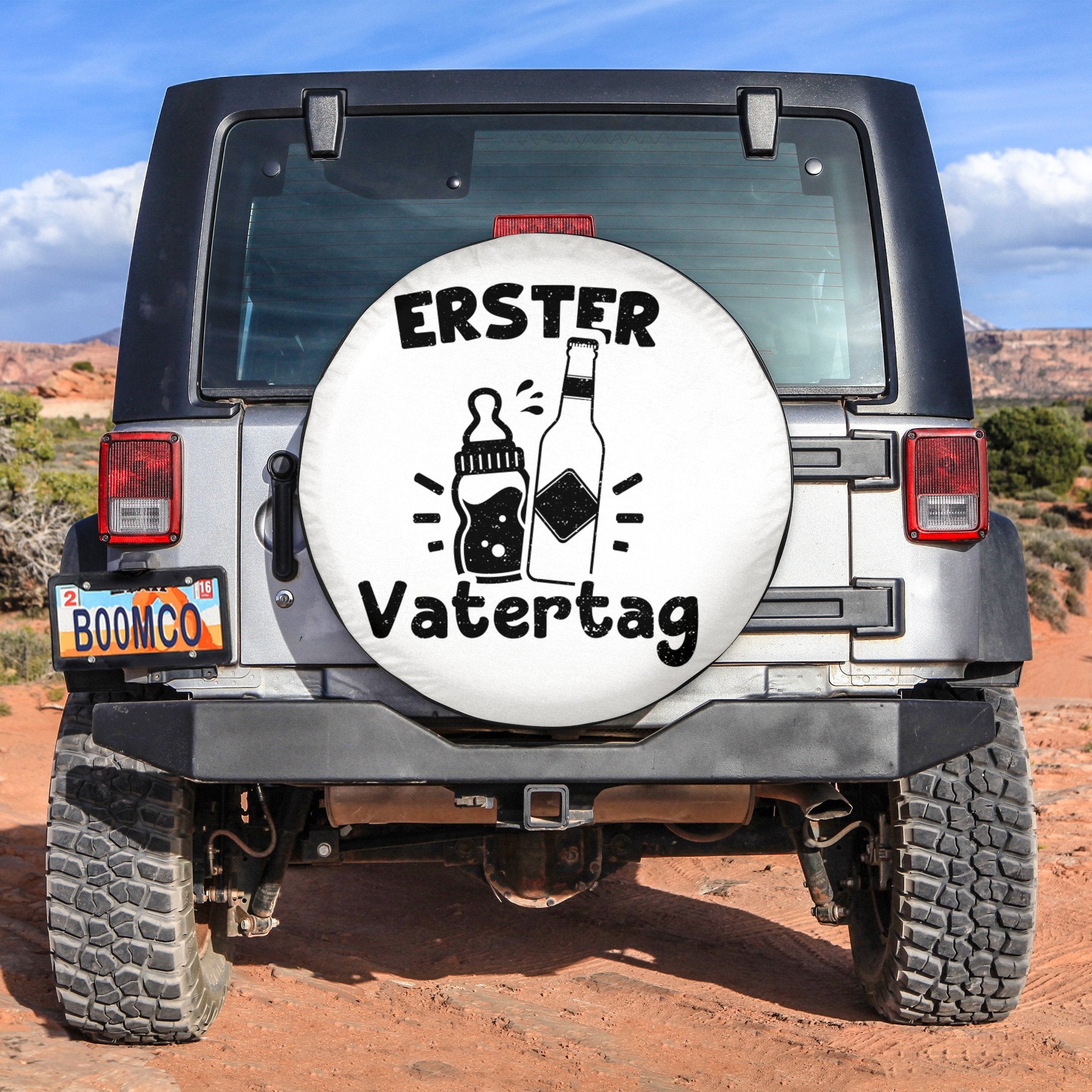 Father's Day Tire Covers - Erster Vatertag Spare Tire Cover Beer And Milk NO.200 LT8 - Wonder Print Shop