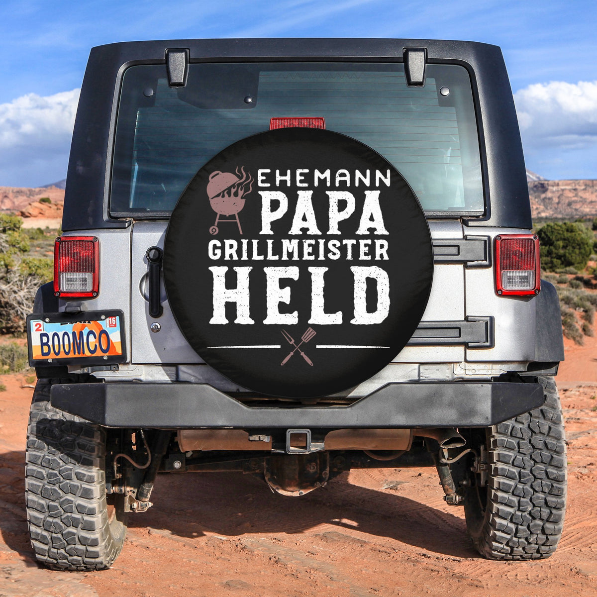 Father's Day Tire Covers - Ehemann Papa Grillmeister Held Spare Tire Cover NO.201 LT8 - Wonder Print Shop