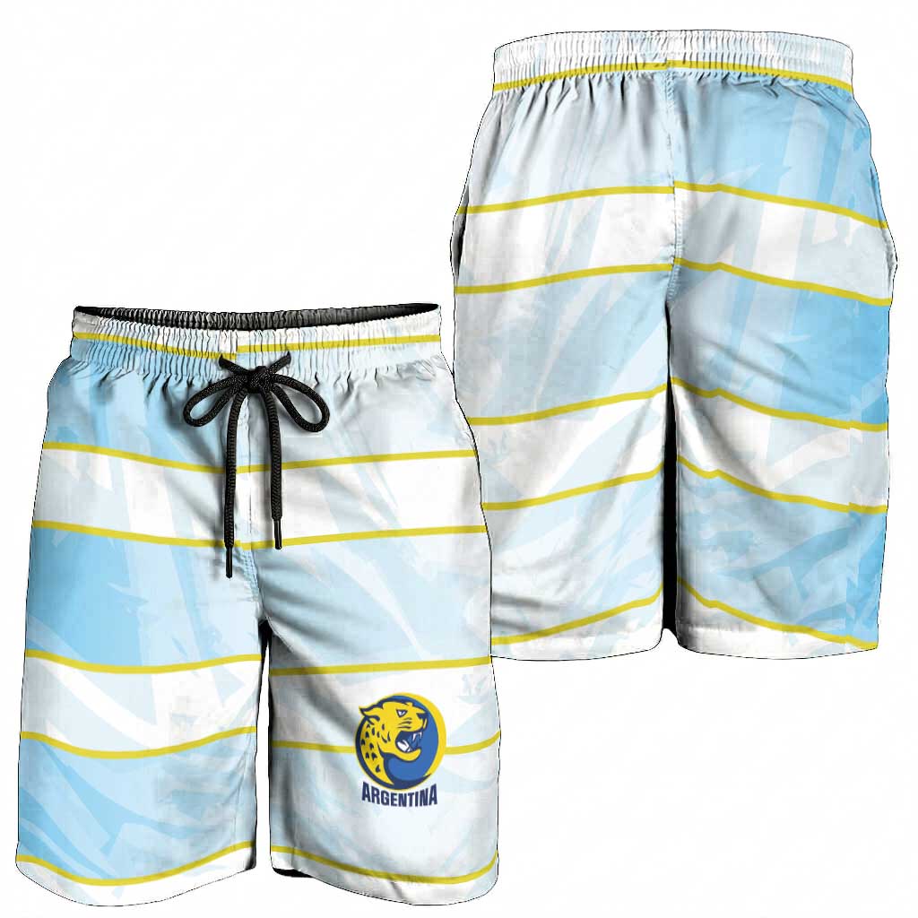 2026 Autumn Rugby Nations Argentina Shorts for Men Blue and White Stripes Pattern
