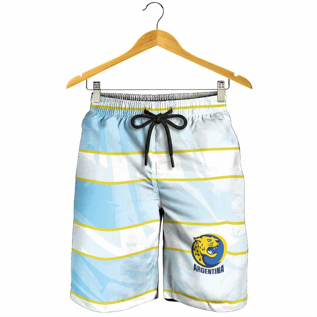 2026 Autumn Rugby Nations Argentina Shorts for Men Blue and White Stripes Pattern