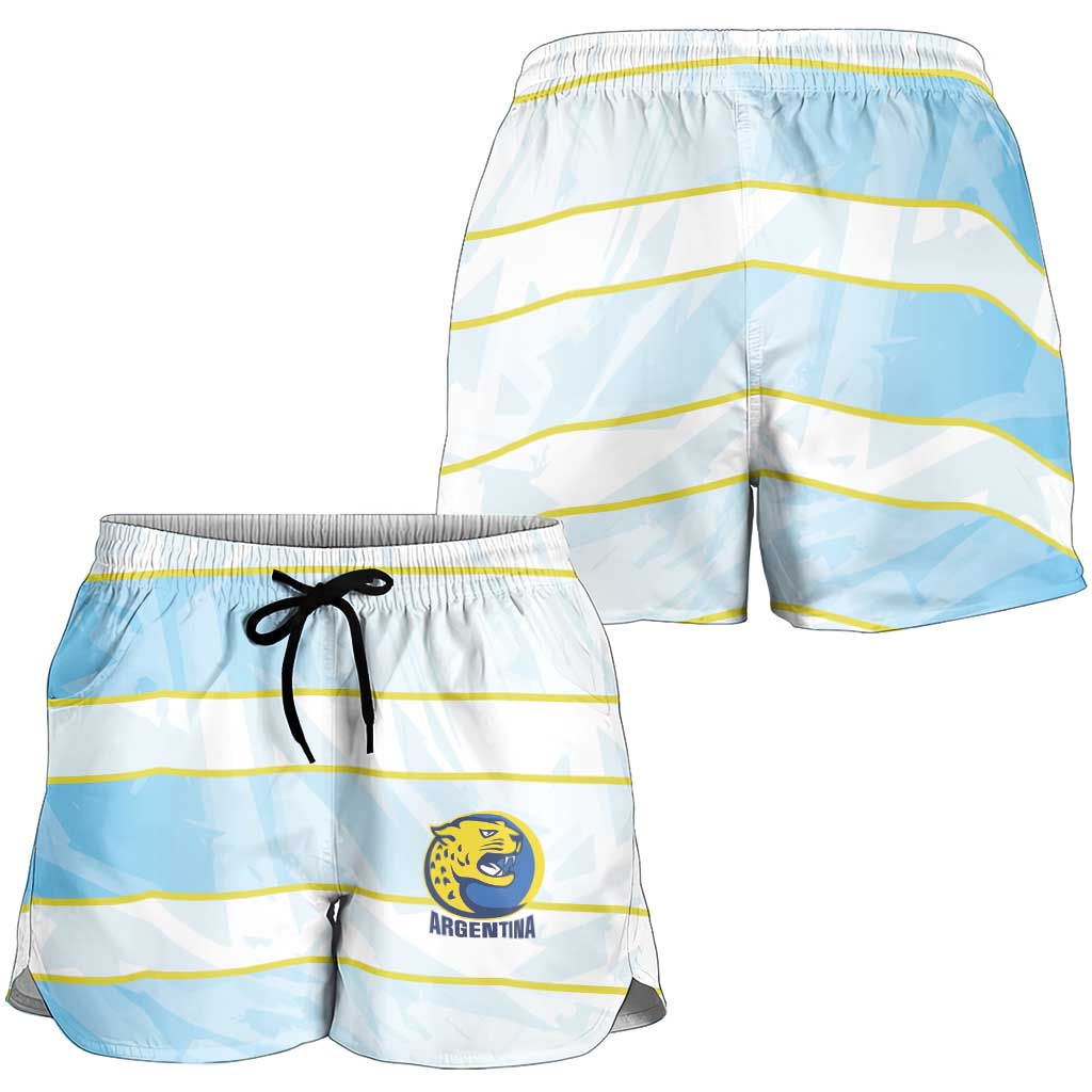 2026 Autumn Rugby Nations Argentina Shorts for Women Blue and White Stripes Pattern