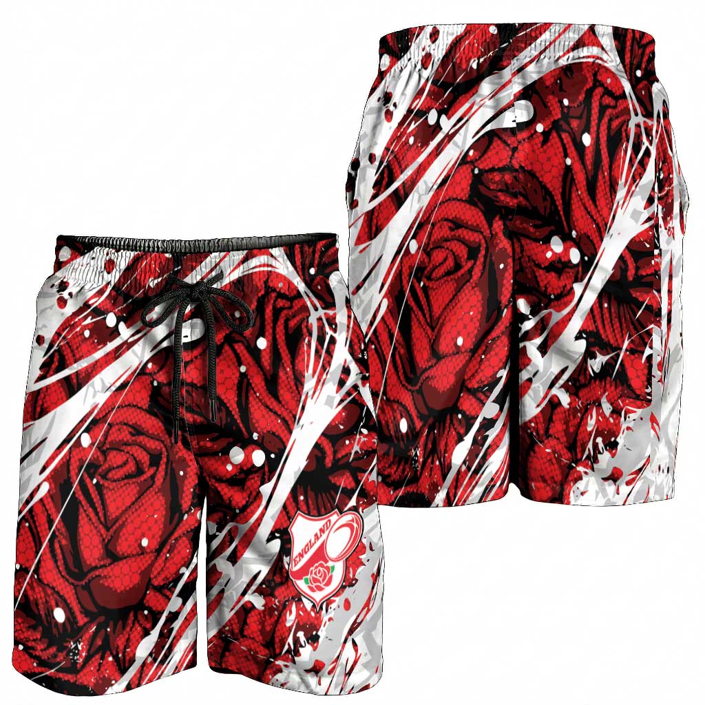 2026 Autumn Rugby Nations England Shorts for Men Red Rose Majestic Motif