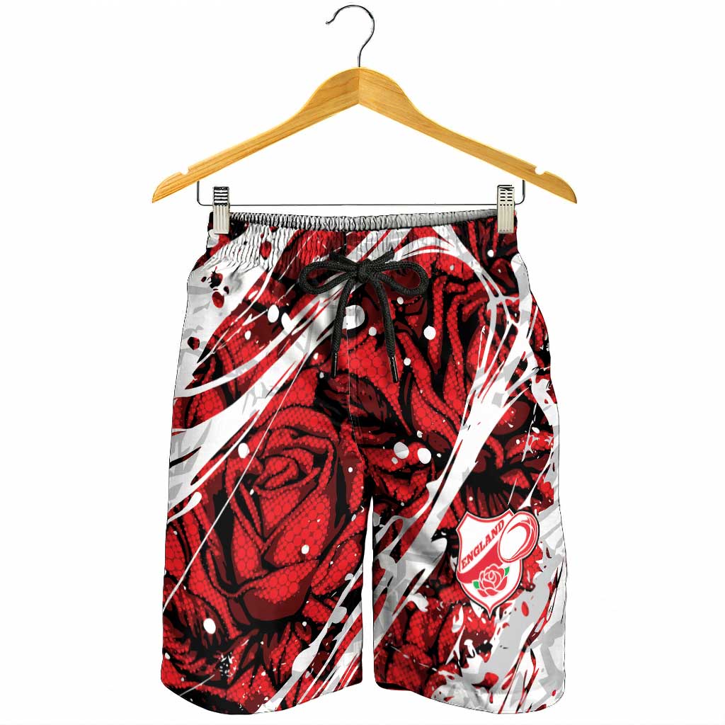 2026 Autumn Rugby Nations England Shorts for Men Red Rose Majestic Motif