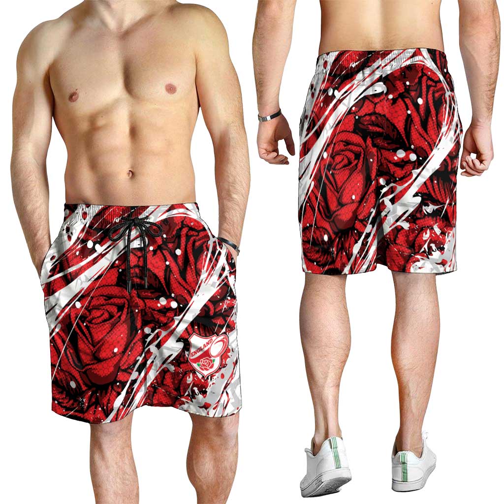 2026 Autumn Rugby Nations England Shorts for Men Red Rose Majestic Motif