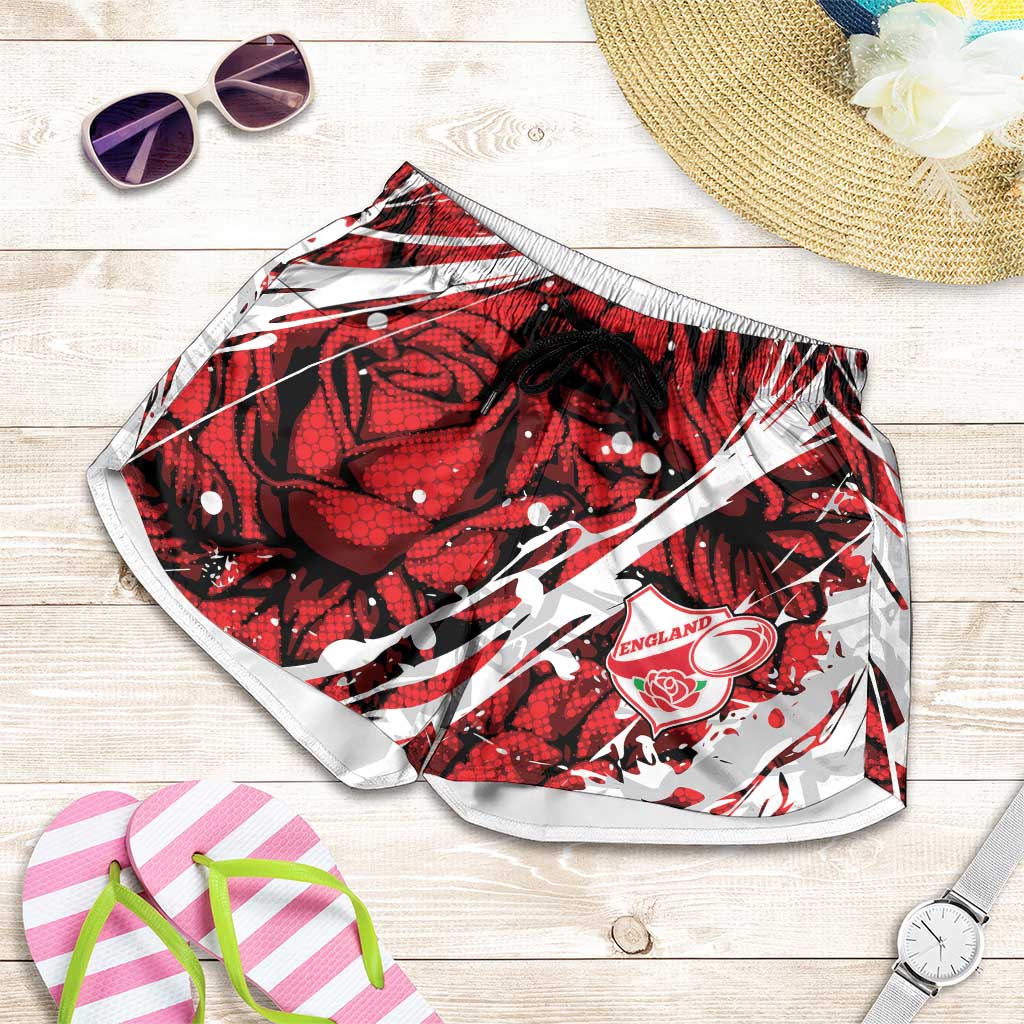2026 Autumn Rugby Nations England Shorts for Women Red Rose Majestic Motif