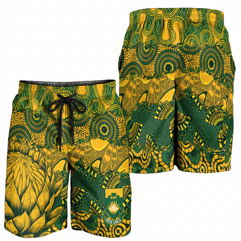 2026 Autumn Rugby Nations South Africa Shorts for Men Indigenous Tribal Patchwork Motif