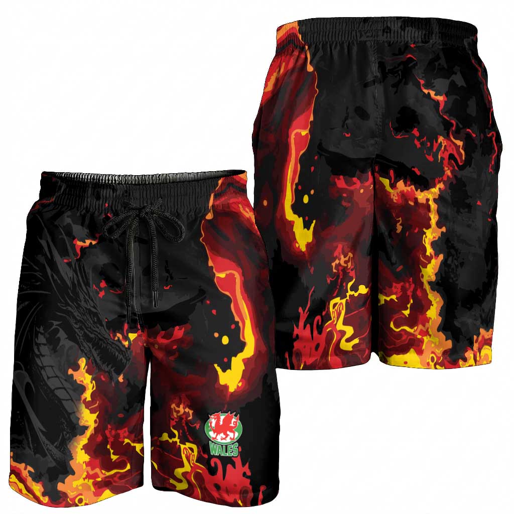 2026 Autumn Rugby Nations Wales Shorts for Men Black Cymru Welsh Dragon