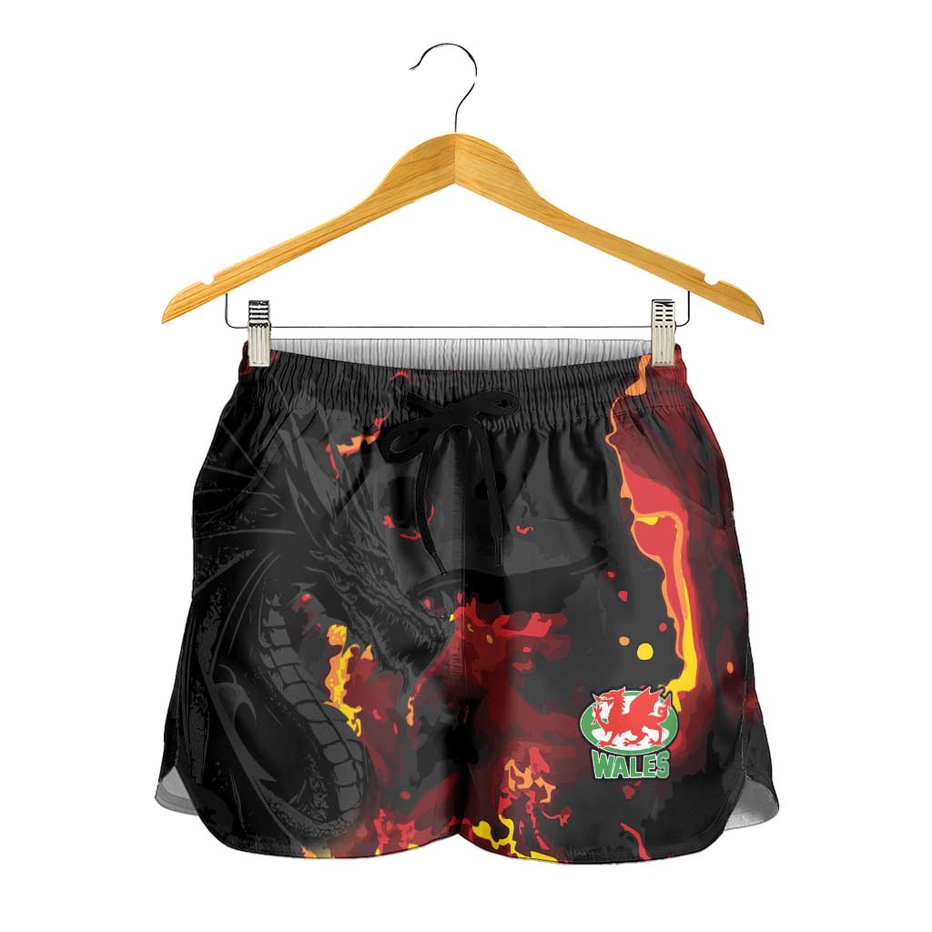 2026 Autumn Rugby Nations Wales Shorts for Women Black Cymru Welsh Dragon