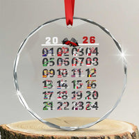 2026 Car Racing Circuit Crystal Glass Ornament International Race Track Schedule Graphic with Flags - Wonder Print Shop