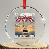 2026 Lunar Mission Splashdown Welcome Home Crystal Glass Ornament Pacific Ocean April 10 Vintage Capsule Recovery Graphic