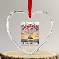 2026 Lunar Mission Splashdown Welcome Home Heart Crystal Glass Ornament Pacific Ocean April 10 Vintage Capsule Recovery Graphic