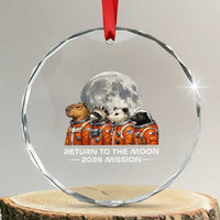 2026 Mission Lunar Orbit Animal Crew Crystal Glass Ornament Funny Capybara Raccoon Opossum Skunk Astronauts