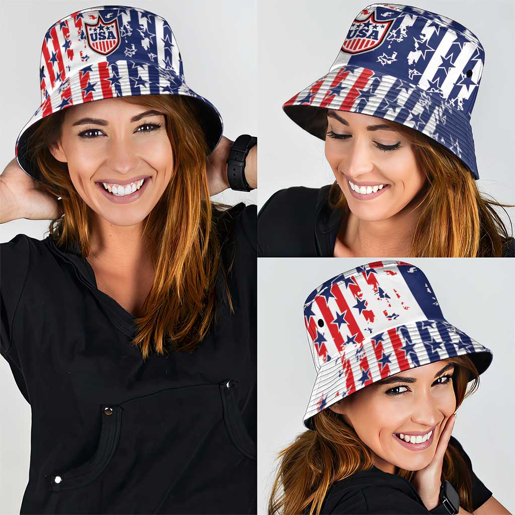 2026 Rugby Nations Series United States Bucket Hat Red Star And Stripes Pattern