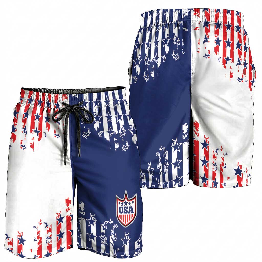 2026 Rugby Nations Series United States Shorts for Men Red Star And Stripes Pattern