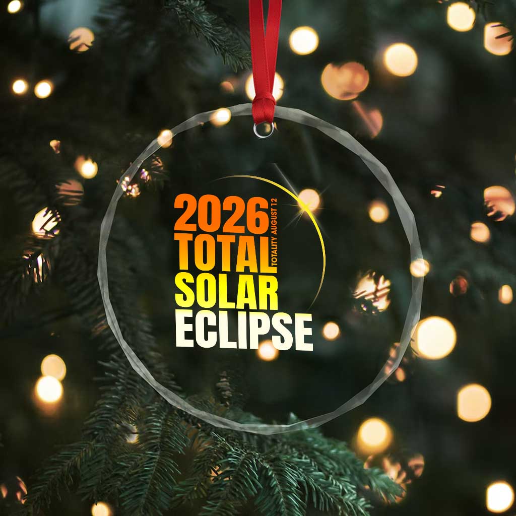 2026 Total Solar Eclipse August 12 Crystal Glass Ornament Totality Modern Space Graphic