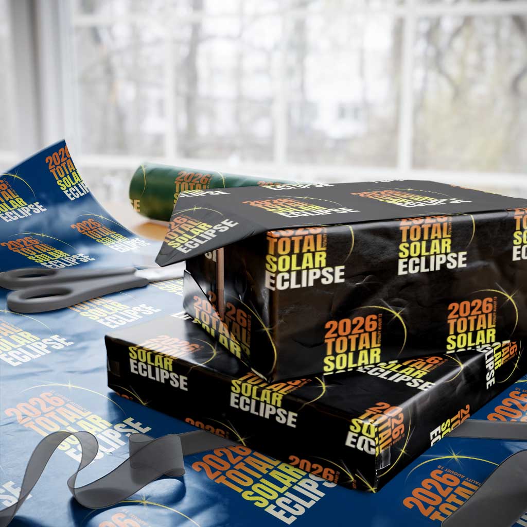 2026 Total Solar Eclipse August 12 Wrapping Paper Roll Totality Modern Space Graphic