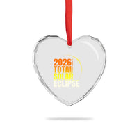 2026 Total Solar Eclipse August 12 Heart Crystal Glass Ornament Totality Modern Space Graphic