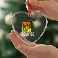 2026 Total Solar Eclipse August 12 Heart Crystal Glass Ornament Totality Modern Space Graphic