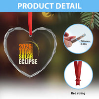 2026 Total Solar Eclipse August 12 Heart Crystal Glass Ornament Totality Modern Space Graphic