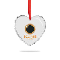 2026 Total Solar Eclipse Heart Crystal Glass Ornament August 12 Totality Astronomy Souvenir