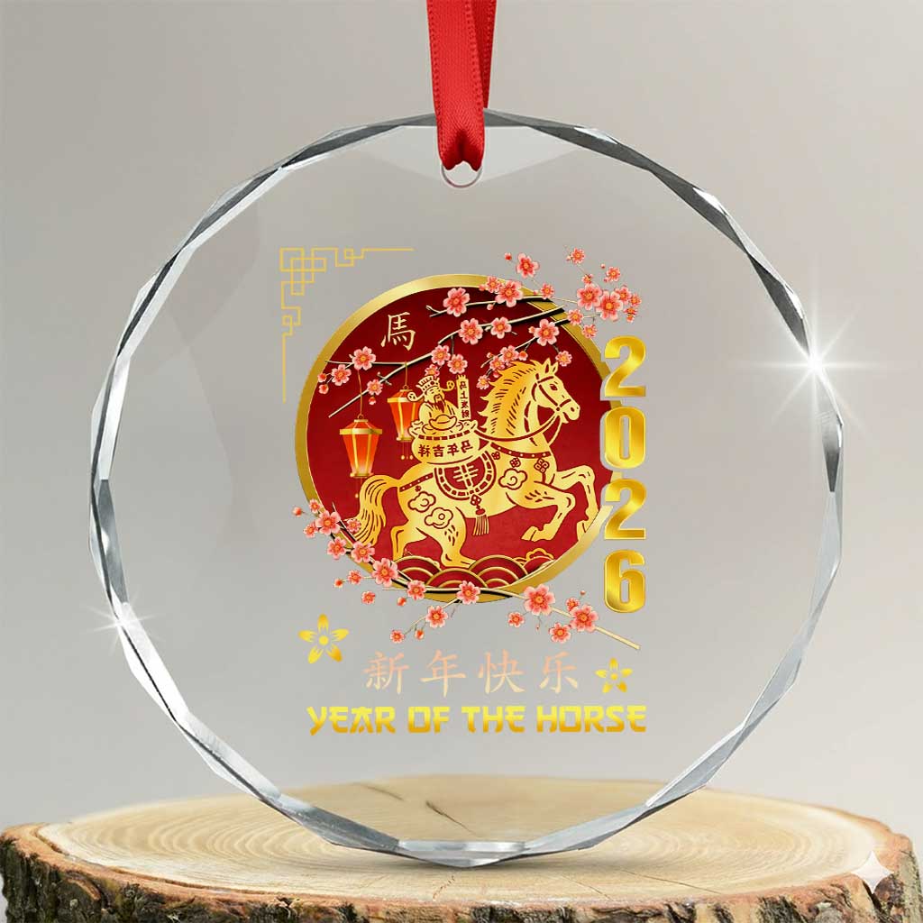 2026 Year of the Horse Lunar New Year Crystal Glass Ornament - Wonder Print Shop